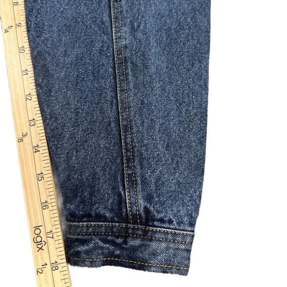 LA Blues Blue Denim Jacket Womens Sz Medium M Cropped Short - Spell Out On Back - Picture 11 of 15